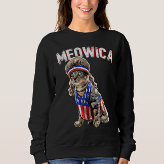 Meowica Cat Mullet American Flag Patriotic 4. Sweatshirt