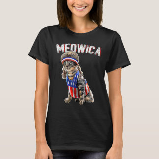 Meowica Cat Mullet American Flag Patriotic 4. T-Shirt