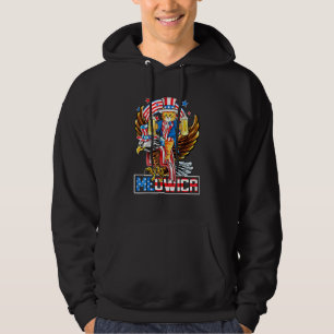 Meowica Cat Riding Adler 4. Juli Patriotische Ame Hoodie
