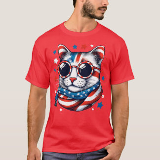 meowica cat Sonnenbrille Amerikanische Flagge 4. J T-Shirt