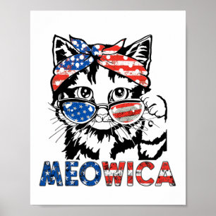 Meowica Cat Sungles American Flag 4. Juli Meri Poster