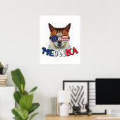 Meowica Cat USA 4. Juli Cat Lover Funny Poster (Heimbüro)