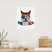 Meowica Cat USA 4. Juli Cat Lover Funny Poster (Küche)