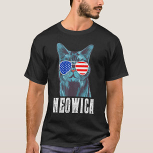 Meowica Coole Katze 4. Juli US-amerikanische Flagg T-Shirt
