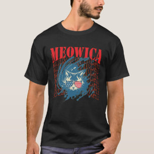 Meowica DJ Cat 4. Juli Amerikanische Flagge T-Shirt