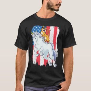 Meowica Einhorn Katze 4. Juli Patriotisch Amerikan T-Shirt