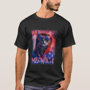 Meowica Hippie Katze 4. Juli Graffiti Design Katze T-Shirt