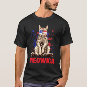 Meowica Kätzchen USA Katze mit amerikanischer Flag T-Shirt