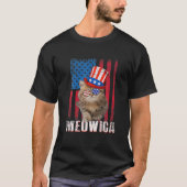 Meowica Katze American Flag Patriotic 4. Juli Ki T-Shirt (Vorderseite)