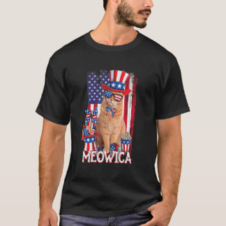 Meowica Katze Sonnenbrille Amerikanische Flagge Ka T-Shirt