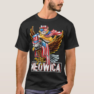 Meowica Katze Weißkopfseeadler 4. Juli Patriotisch T-Shirt