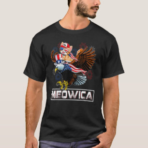 Meowica Katze Weißkopfseeadler 4. Juli Patriotisch T-Shirt