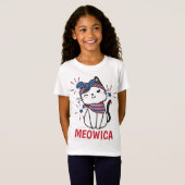 "Meowica" Katzen rot, weiß und blau T-Shirt (Vorne ganz)