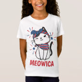 "Meowica" Katzen rot, weiß und blau T-Shirt (Vorderseite)