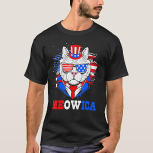 Meowica patriotische Katze 4. Juli Unabhängigkeits T-Shirt
