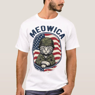 Meowica Patriotische Katze Vintage Gravur Shirt De