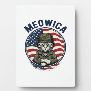 Meowica Patriotische Katze Vintage Gravur Shirt De Fotoplatte