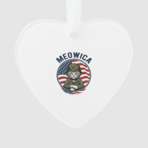 Meowica Patriotische Katze Vintage Gravur Shirt De Ornament