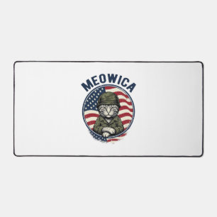Meowica Patriotische Katze Vintage Gravur Shirt De Schreibtischunterlage