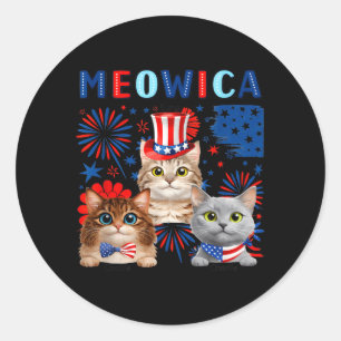 Meowica Patriotische Katzen 4. Juli Lustiger Katze Runder Aufkleber