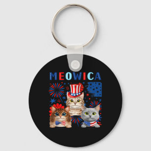 Meowica Patriotische Katzen 4. Juli Lustiger Katze Schlüsselanhänger