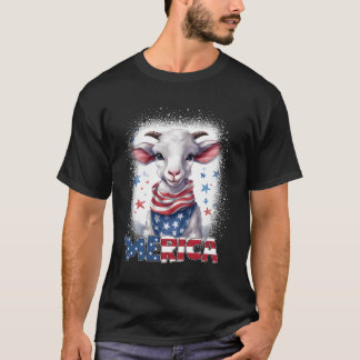 Meowica Patriotische Ziege 4. Juli Feuerwerk Meric T-Shirt
