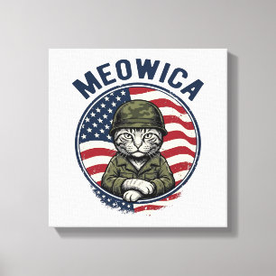 Meowica Patriotisches Katze Vintage Gravur Shirt D Leinwanddruck