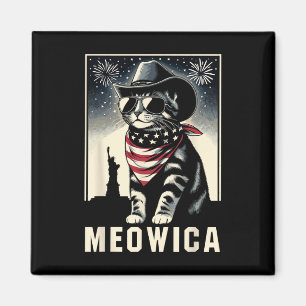 Meowica USA Amerika Katze 4. Juli Lustig Patriotis Magnet