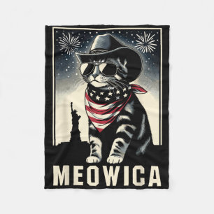 Meowica Usa Merica Katze 4. Juli Lustig Patriotisc Fleecedecke