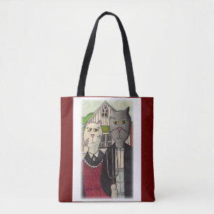 Meowican Gothic Rural Cartoon Classic Cat Art Tasche
