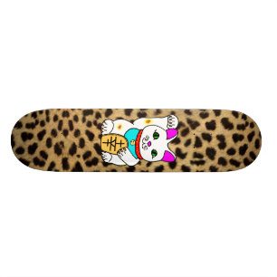 MEOWIES GLÜCKLICHER LEOPARD CAT MANEKI NEKO SKATEBOARD