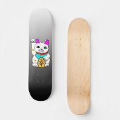 MEOWIES LUCKY CAT MANEKI NEKO GRAU / SCHWARZ SKATEBOARD (Vorderseite)