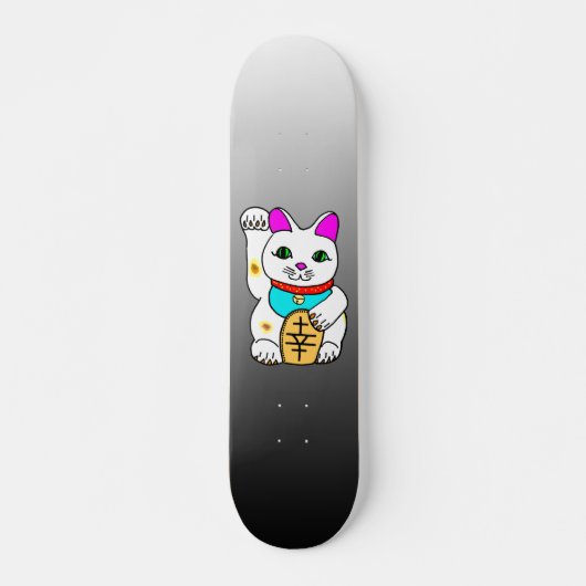 MEOWIES LUCKY CAT MANEKI NEKO GRAU / SCHWARZ SKATEBOARD (Vorne)
