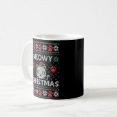 Meowing Christmas Cat Funny Ugly Sweater Red Paws Kaffeetasse (Vorderseite Links)