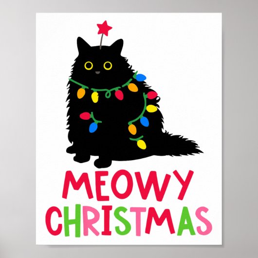 Meowing Christmas Cat Merry Catmas Funny Cats Fami Poster (Vorne)