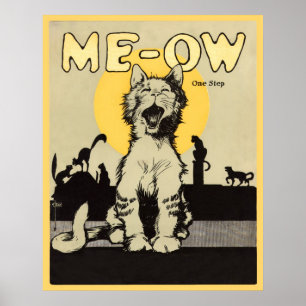 Meowkitty-Katzen-Katzen-Vintage Plakat-Grafik Poster