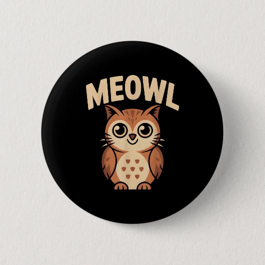 Meowl Cat Owl Hybrid Funny Meme Brain Rot Gen Alph Button (Vorderseite)