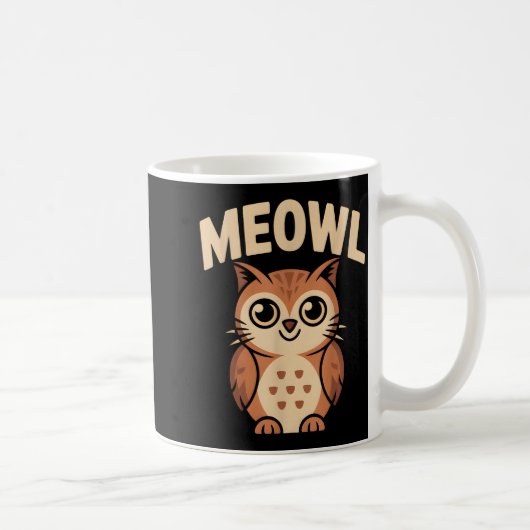 Meowl Cat Owl Hybrid Funny Meme Brain Rot Gen Alph Kaffeetasse (Rechts)