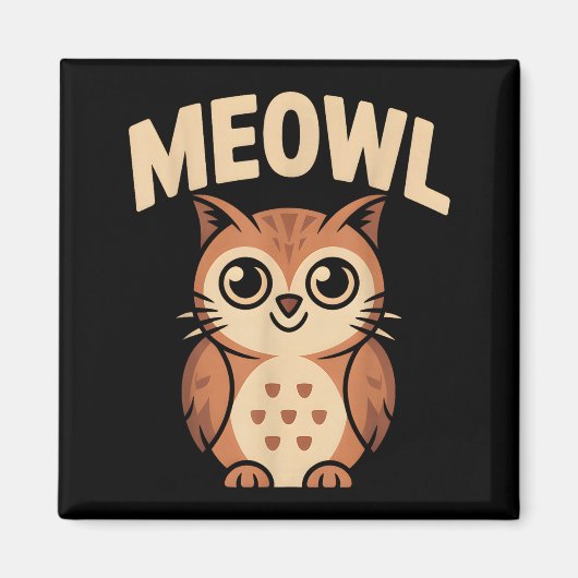 Meowl Cat Owl Hybrid Funny Meme Brain Rot Gen Alph Magnet (Vorne)