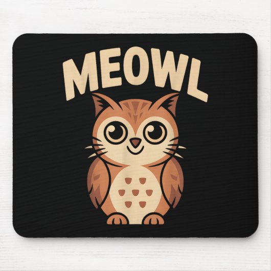 Meowl Cat Owl Hybrid Funny Meme Brain Rot Gen Alph Mousepad (Vorne)
