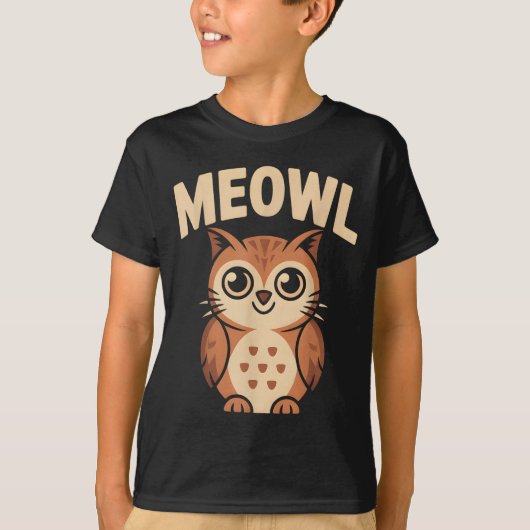 Meowl Cat Owl Hybrid Funny Meme Brain Rot Gen Alph T-Shirt (Vorderseite)