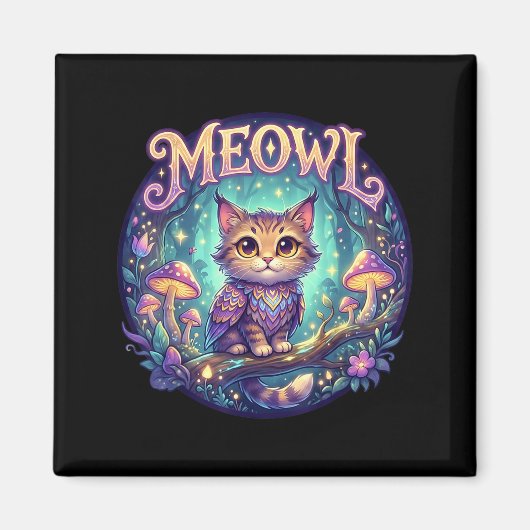 Meowl Cat Owl Meme Brainrot Kids Cursed Silly Gen  Magnet (Vorne)