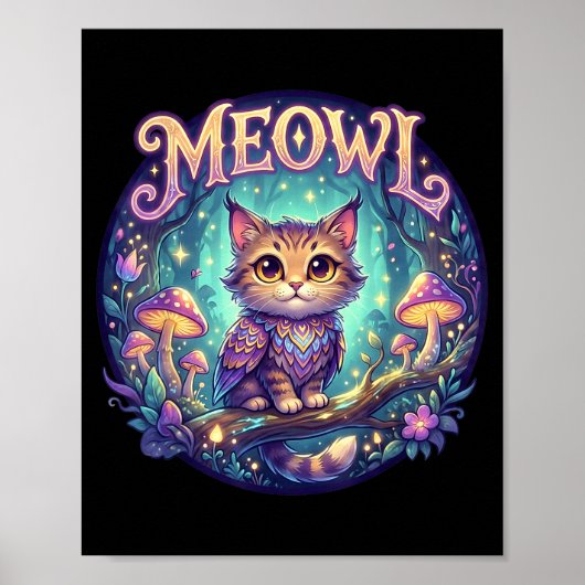 Meowl Cat Owl Meme Brainrot Kids Cursed Silly Gen  Poster (Vorne)