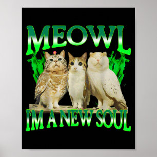 Meowl eine neue Seele Katze Eule lustige Katze Mem Poster