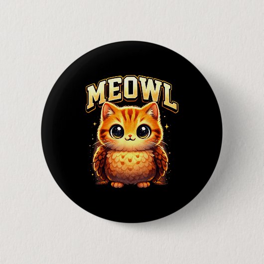 Meowl Funny Meow Cat Owl Brainrot Meme Teen Kids Button (Vorderseite)