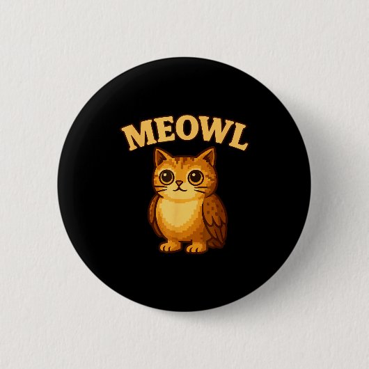 Meowl - Funny Meow Cat Owl Brainrot Meme Teen Kids Button (Vorderseite)
