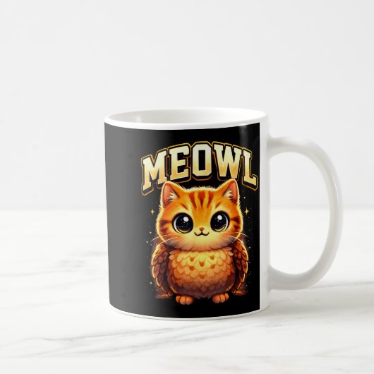 Meowl Funny Meow Cat Owl Brainrot Meme Teen Kids  Kaffeetasse (Rechts)