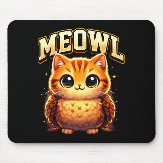 Meowl Funny Meow Cat Owl Brainrot Meme Teen Kids  Mousepad (Vorne)