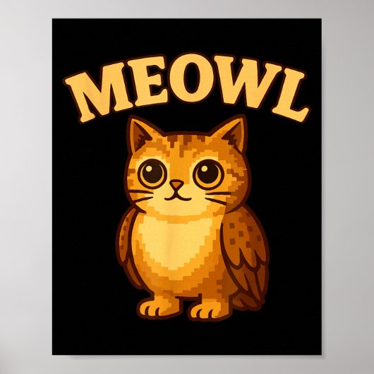 Meowl - Funny Meow Cat Owl Brainrot Meme Teen Kids Poster (Vorne)