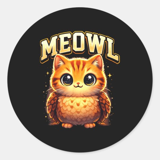 Meowl Funny Meow Cat Owl Brainrot Meme Teen Kids Runder Aufkleber (Vorderseite)